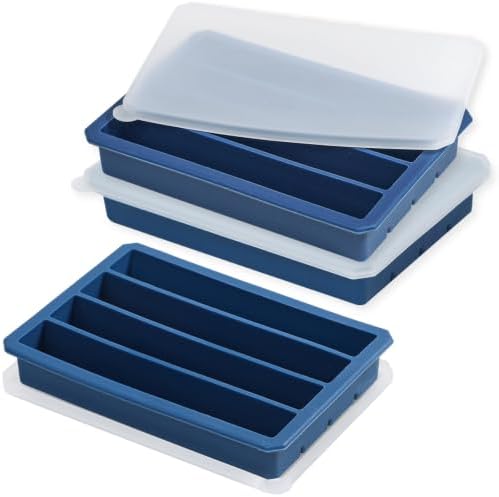 Webake Water Bottle Ice Cube Tray with Lids, Platinum Silicone Long