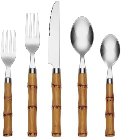 Cambridge Bamboo Plastic Handle 20-Piece Silverware Set for 4