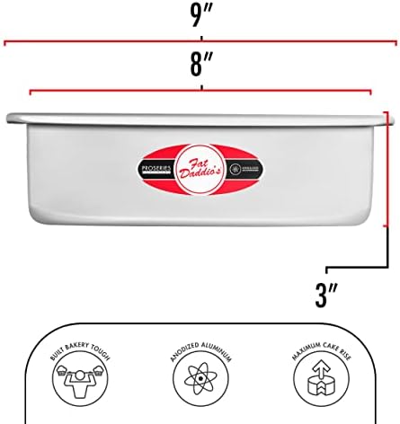 Fat Daddio's PSQCC-883 Square Cheesecake Pan, 8 x 8 x 3 Inch, Silver
