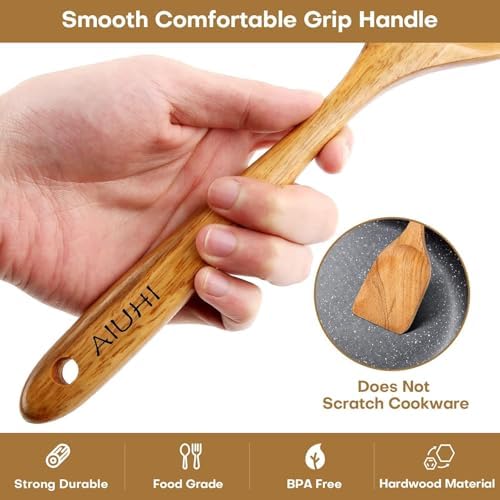AIUHI 8-Piece Teak Wood Kitchen Utensil Set