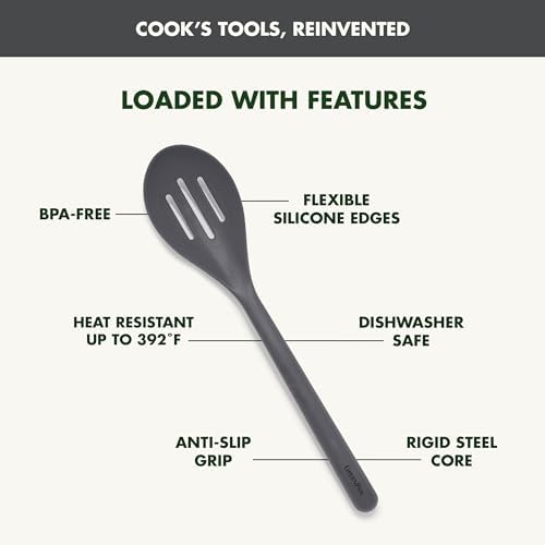 GreenPan Silicone Slotted Spoon, Cooking Kitchen Utensil, Mixing