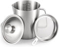 304 Stainless Steel Measuring Cup with Lid, Strainer, 32oz pitcher for