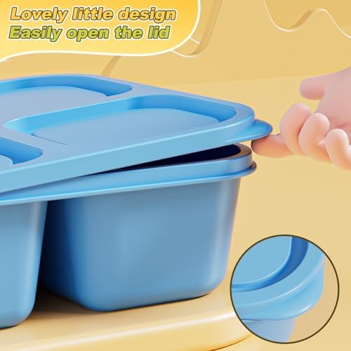 Canfanni 6 Pcs Snack Box Container Set, Reusable 3&4 Compartment Meal