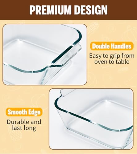6"x6" Baking Pan, Square Baking Dishes 2 Pack Glass Bakeware Dish For