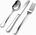 24 Piece Silverware Set for 8, Stainless Steel Heavy Forks Spoons and Knives Set, Mirror Finish Flatware Dishwasher Safe for Family Picnics Daily Gatherings