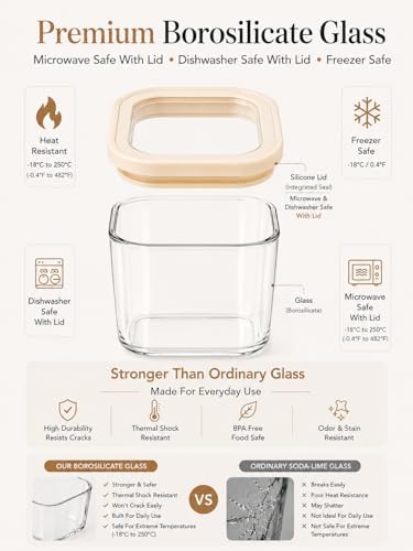 12-Pack Square Glass Pantry Storage Containers with Glass Lids