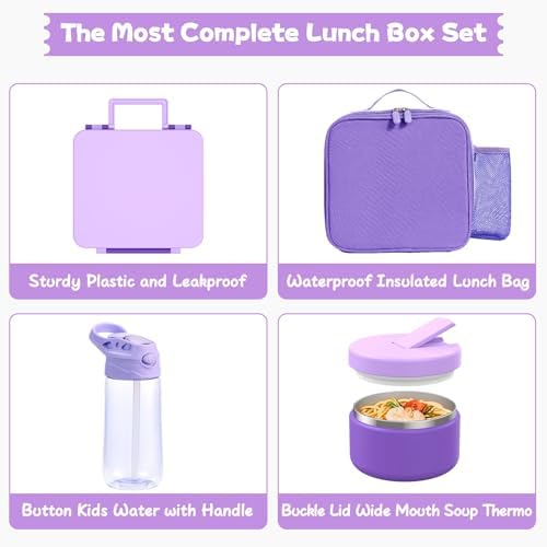 Kids Bento Lunch Box with 8oz Soup Thermo (Purple)