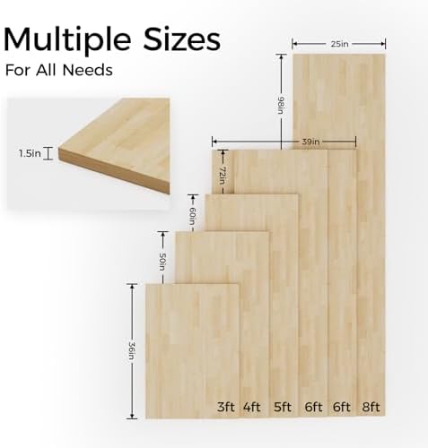 Unfinished Wood Butcher Block Countertop, 5ft L x 25" W