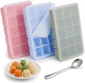 1 Tbsp Silicone Freezer Tray, 3 Pack with Lids & spoon, BPA-Free