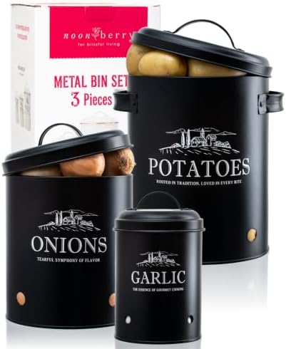noonberry 3-Piece Potato and Onion Storage Bin Set for Kitchen