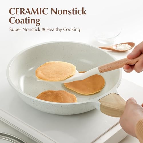 SENSARTE 8/9.5/10/11/12.5In Nonstick Ceramic Frying Pan with Lid