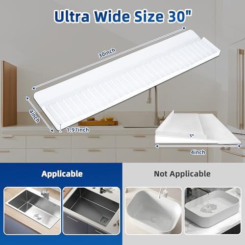 Silicone Sink Splash Guard & Edge Protector, 30 Inch Extra Long