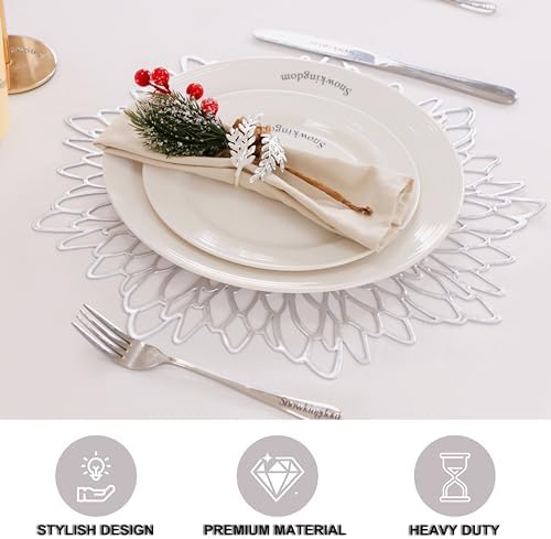 Snowkingdom 12 Pack of Silver Placemats Metallic Vinyl Dinning Table