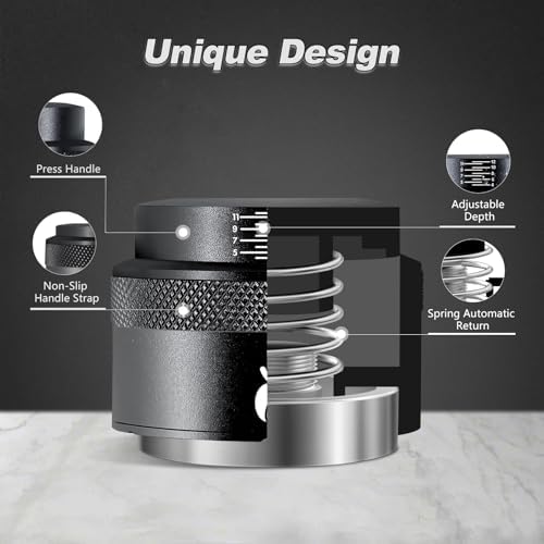 53mm Espresso Tamper with Black Silicone Tamping Mat Set, Stainless