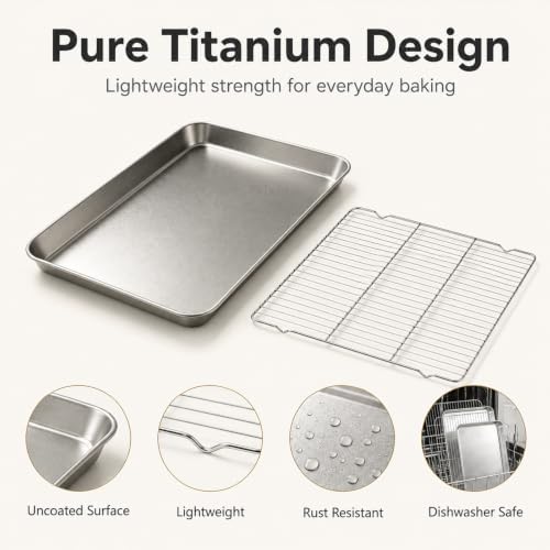 Titanium Baking Sheet with Cooling Rack Set of 2, 16x12Inch Cookie