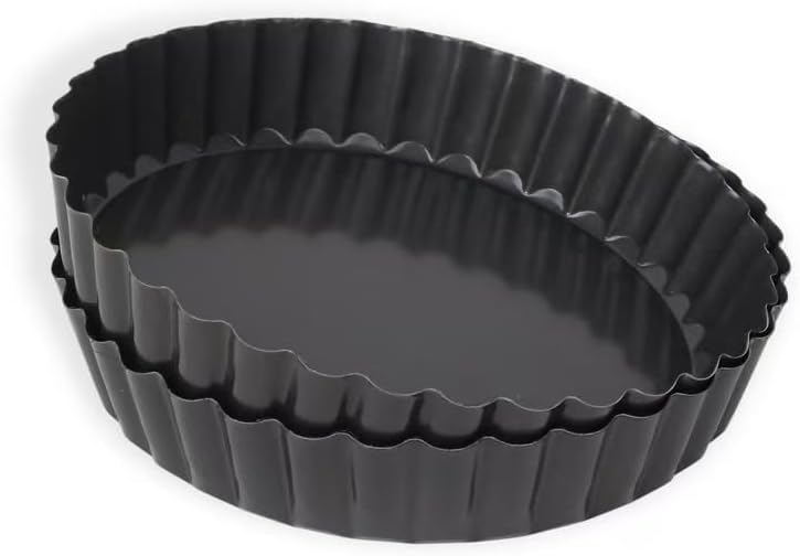 2 Pack Tart Pan 9 Inch Tart Pan with Removable Bottom, 1.1 Inch Deep