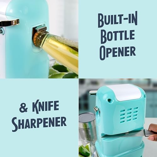 Nostalgia Retro Electric Can Opener for Kitchen with Magnetic Lid