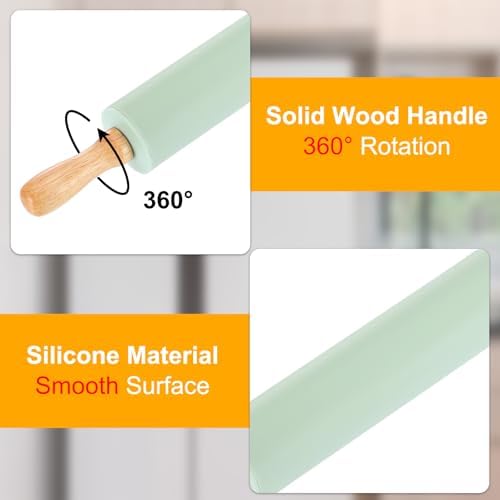 uxcell 6.7 Inch Silicone Rolling Pin and Pastry Baking Mat Set Small