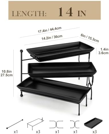 MALACASA 3 Tiered Serving Trays, Rotating Porcelain Dessert Stands