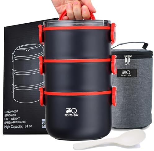 3-Tier Stackable Lunch Box Set with Thermo Bag and Utensils