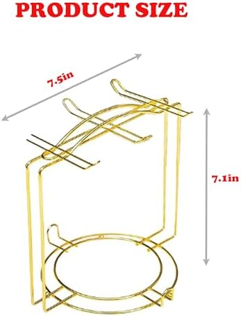 2 Pack 6-Hook Gold Metal Teacup Holder Stand for Kitchen Counter