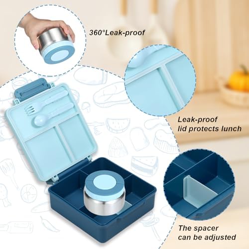 Bento Lunch Box with 1650ML Food Jar, 4 Compartments