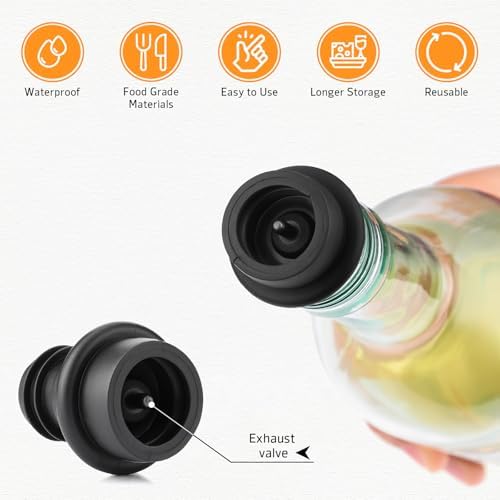 OWO Wine Vacuum Pump with 4 Stoppers, Wine Saver & Preserver, Food