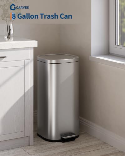 Garvee Stainless Steel Step Trash Can Set of 2