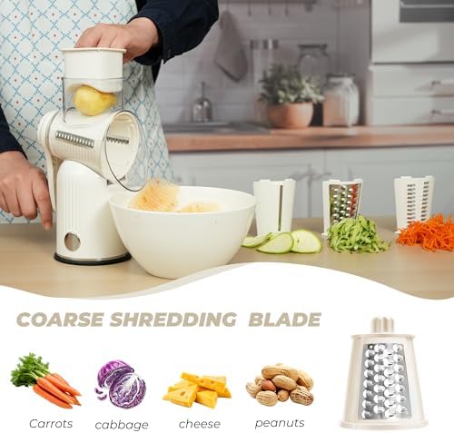 Rotary Cheese Grater, 5-Blade Mandoline Slicer