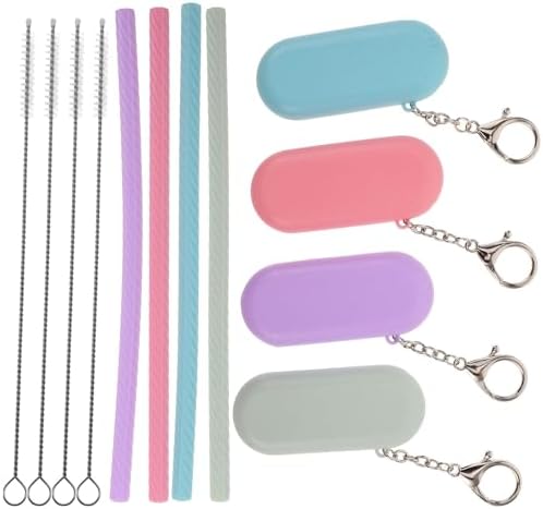 Reusable Silicone Straws Set with Case, Foldable Portable Drinking