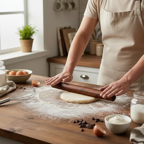 10.6 Inch Straight Rolling Pin – Smooth & Balanced Cute Wooden Dough