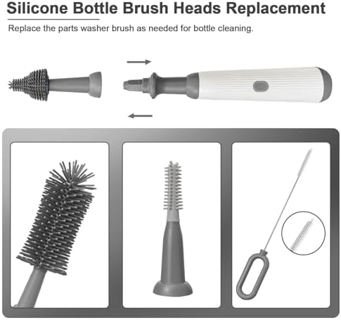Electric Bottle Brush Set, 360°Automatic Bottle Brush Cleaner with 3
