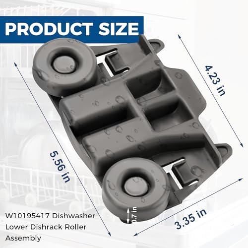 W10195417 Upgraded Dishwasher Wheels Lower Dish Rack Replaces
