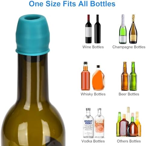 8 Pack Silicone Wine Stoppers, by Brusoon (Multicolor)