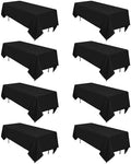 8 Pack Black Tablecloths Rectangle 60 x 102 Inch for 6 Foot Tables