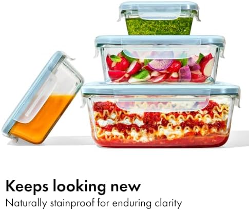 OXO Good Grips 8-Cup Glass Food Storage Container, Arctic Blue