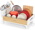 Urackify Bamboo Dish Drying Rack, White