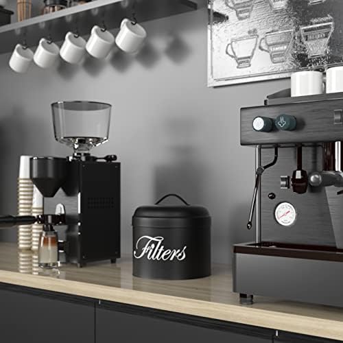 Coffee Filter Holder with Lid, Black Coffee Bar Accessories