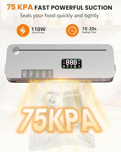 Food Vacuum Sealer Machine, 75kPa, 20 Bags