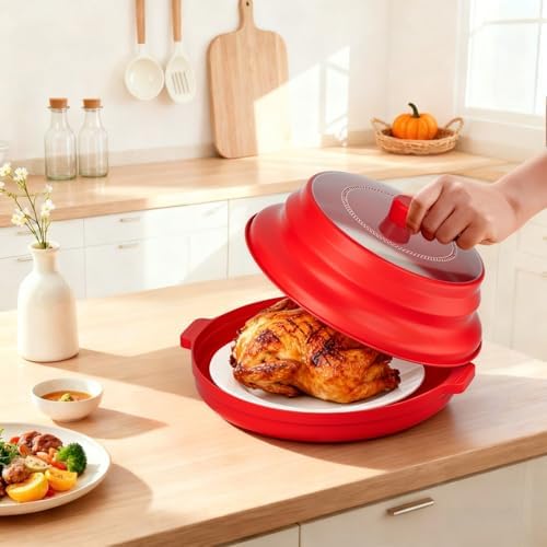 2 in 1 Microwave Splatter Cover, Large Plastic & Silicone Collapsible