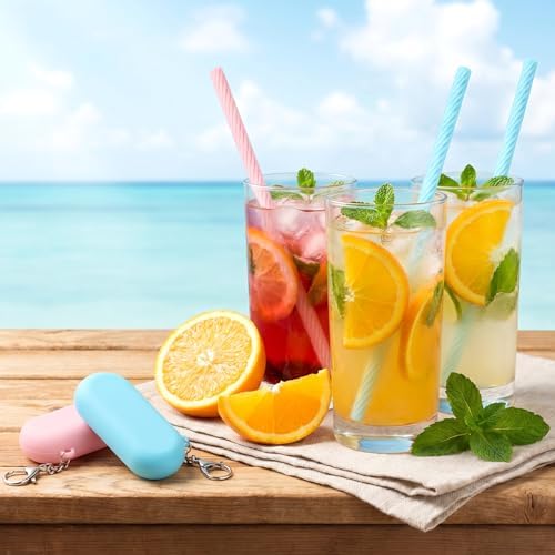 2 Set Silicone Straws with Case, Reusable Straws Travel Party Cruise