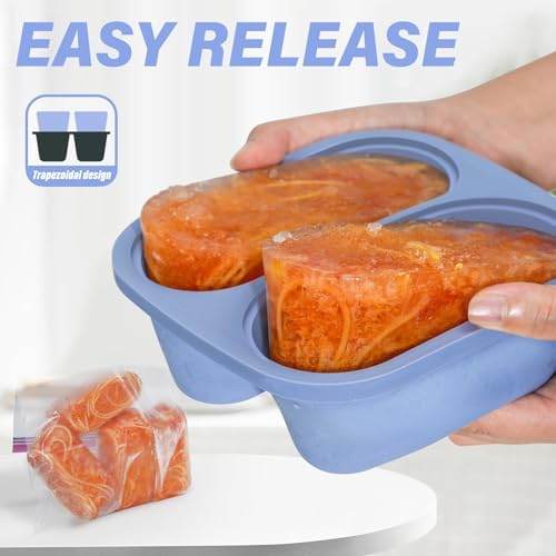 Mossime 1 Cup Silicone Soup Freezer Molds with Lids, Blue/Purple