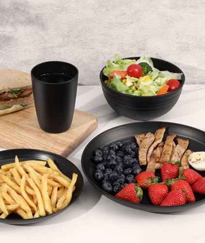 Quatish 24 Piece Plates and Bowl Set for 6, Dinnerware Dish Set for