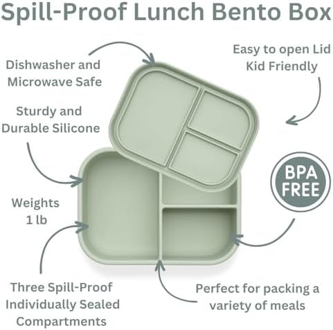 Ali+Oli Silicone Bento Box for Kids, Toddler