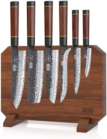 HOSHANHO 7-Piece Japanese Kitchen Knife Set with Block