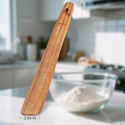 2 Pack Teak Wood Spatula, 12 Inch Wooden Spoons for Cooking, Sourdough