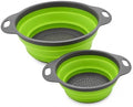 2-Piece Collapsible Colander Set, Large and Medium, Gray and Green