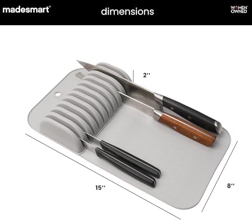 madesmart Classic In Drawer Knife Mat, 11 Knives, Grey