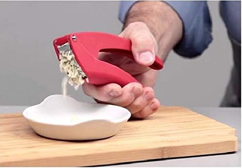 Kuhn Rikon Garlic Press, 7” Red