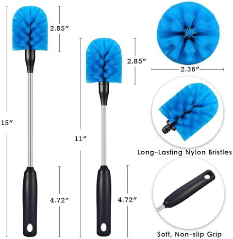 MOSOLAN Stainless Steel Bottle Brush with Replaceable Head, 15 in